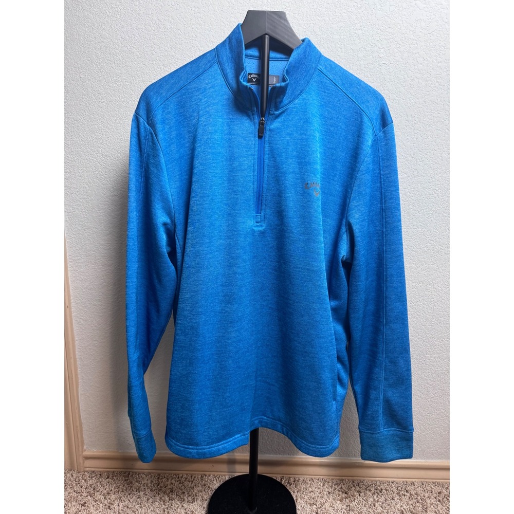 Callaway Mens Blue Heathered Quarter Zip Golf Pullover Large ST3755